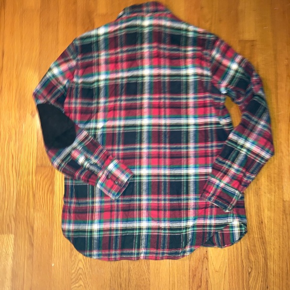 Polo Ralph Lauren Western Patch Suede Elbow Snap Plaid Flannel Shirt - Picture 8 of 11